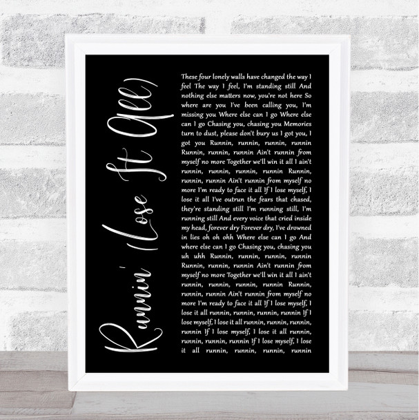 Naughty Boy Runnin' (Lose It All) Black Script Song Lyric Wall Art Print