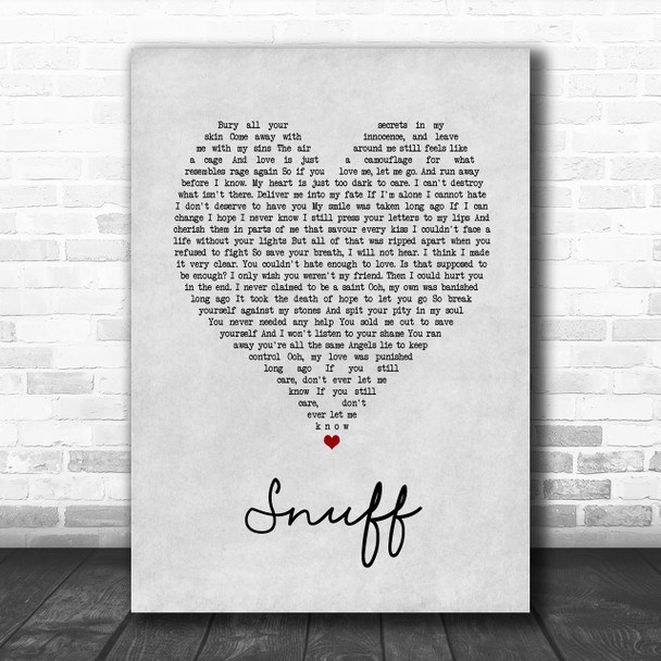 Slipknot Snuff Grey Heart Song Lyric Music Wall Art Print