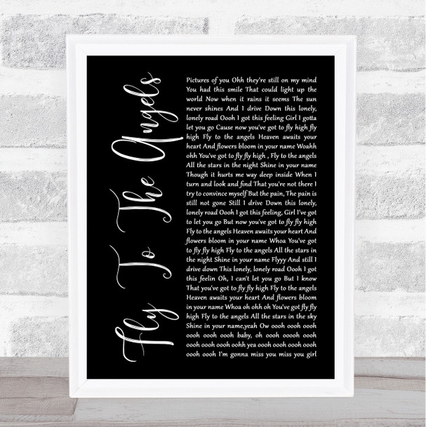 Slaughter Fly To The Angels Black Script Song Lyric Wall Art Print
