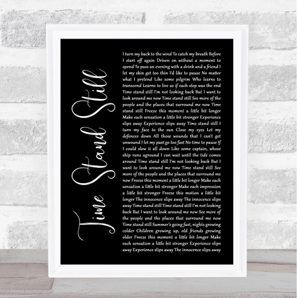 Rush Time Stand Still Black Script Song Lyric Wall Art Print