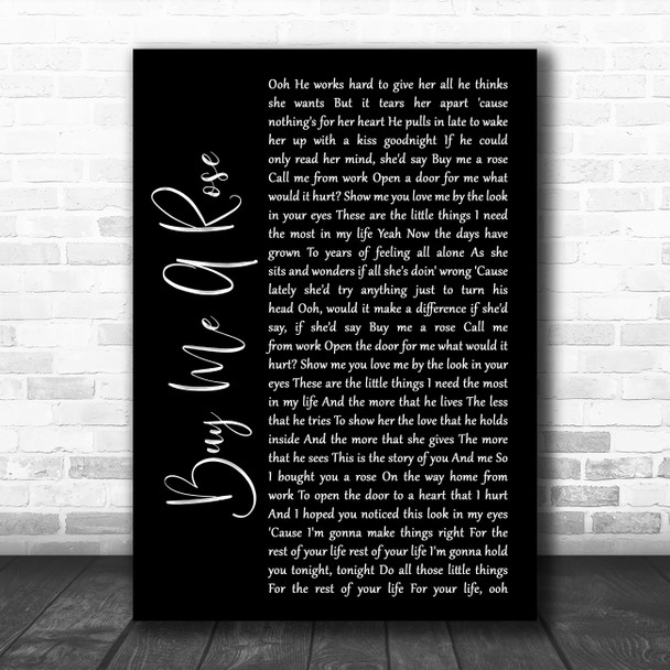 Luther Vandross Buy Me A Rose Black Script Song Lyric Wall Art Print