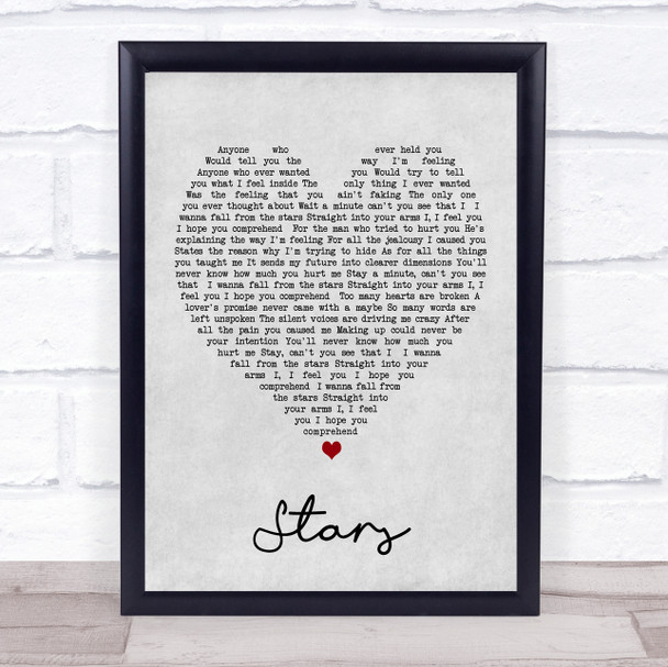 Simply Red Stars Grey Heart Song Lyric Music Wall Art Print