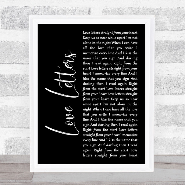 Alison Moyet Love Letters Black Script Song Lyric Wall Art Print