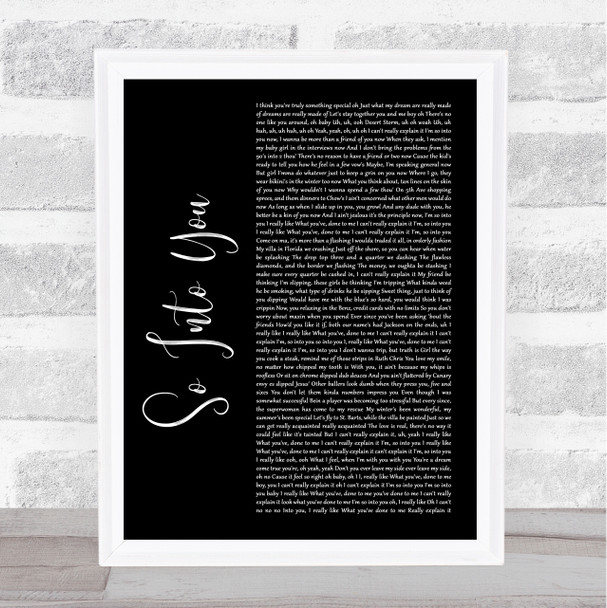 Fabolous ft. Ashanti So Into You Black Script Song Lyric Wall Art Print