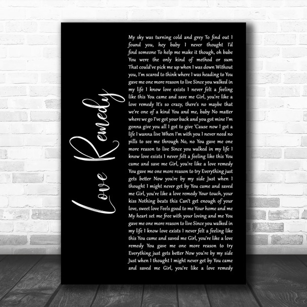 Roachford Love Remedy Black Script Song Lyric Wall Art Print