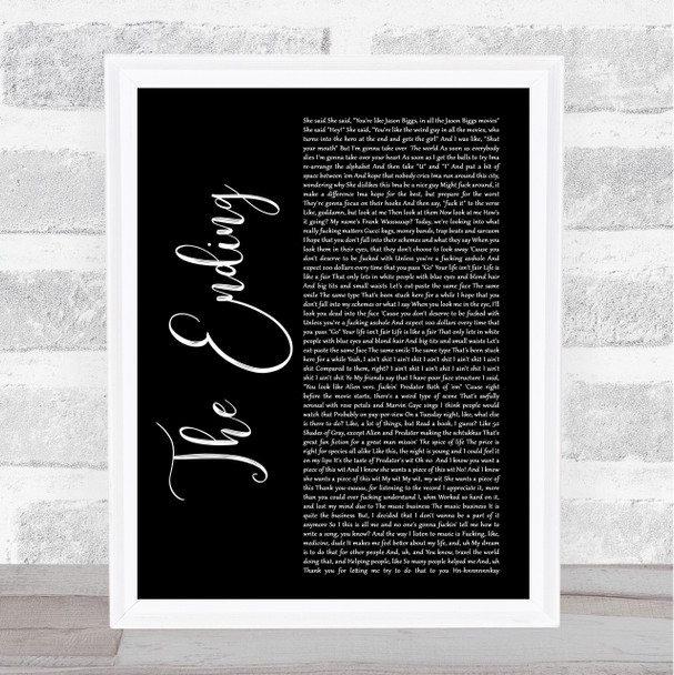 Hobo Johnson The Ending Black Script Song Lyric Wall Art Print