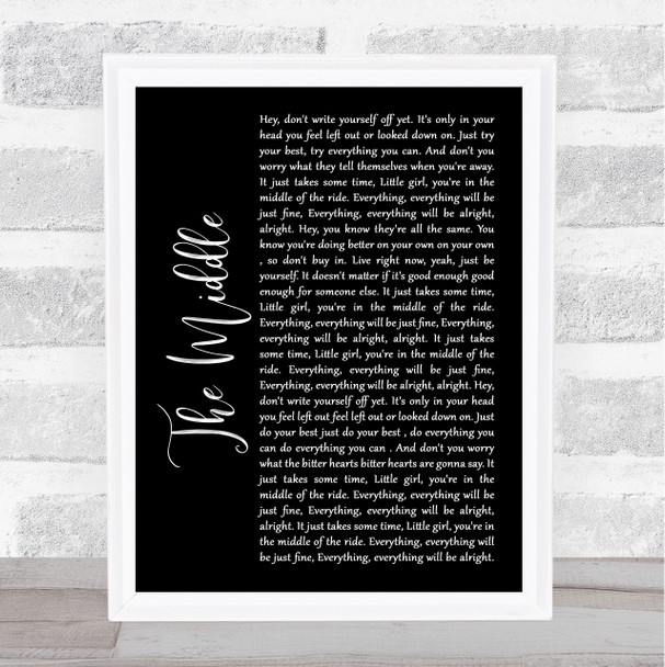 Jimmy Eat World The Middle Black Script Song Lyric Wall Art Print