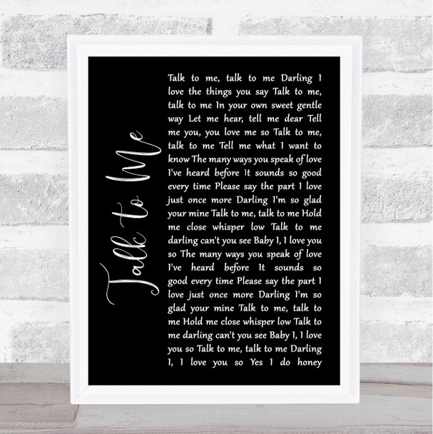 Mickey Gilley Talk to Me Black Script Song Lyric Wall Art Print