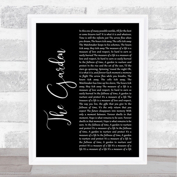 Rush The Garden Black Script Song Lyric Wall Art Print