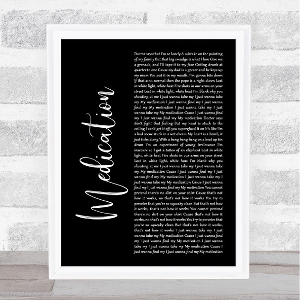 YUNGBLUD Medication Black Script Song Lyric Wall Art Print