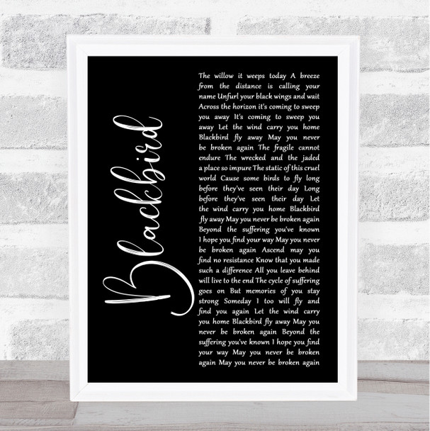 Alter Bridge Blackbird Black Script Song Lyric Wall Art Print