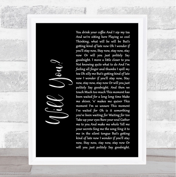 Hazel O' Connor Will You Black Script Song Lyric Wall Art Print