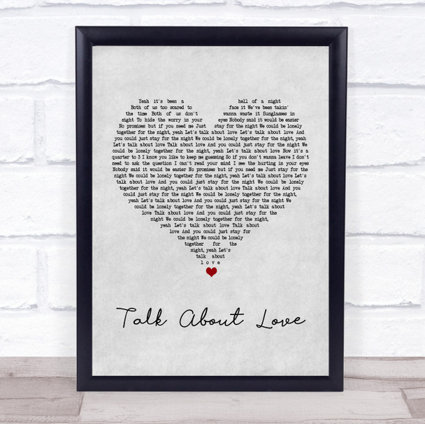 Boyzone Talk About Love Grey Heart Song Lyric Music Wall Art Print