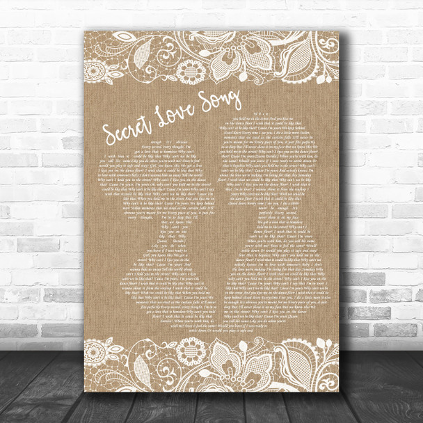 Little Mix Secret Love Song Burlap & Lace Song Lyric Wall Art Print