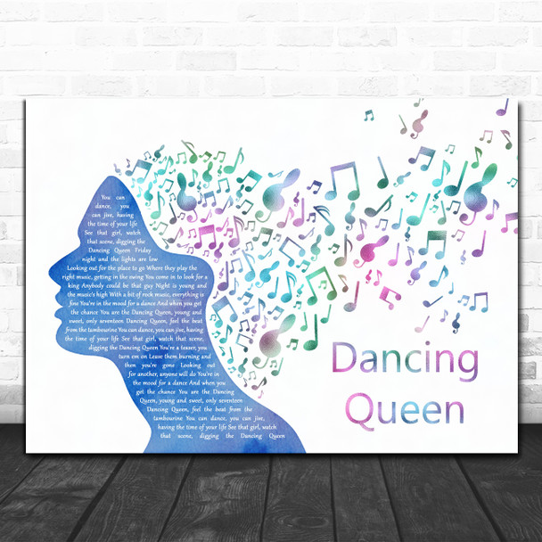 ABBA Dancing Queen Colourful Music Note Hair Song Lyric Wall Art Print
