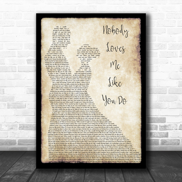 Whitney Houston Nobody Loves Me Like You Do Man Lady Dancing Song Lyric Wall Art Print
