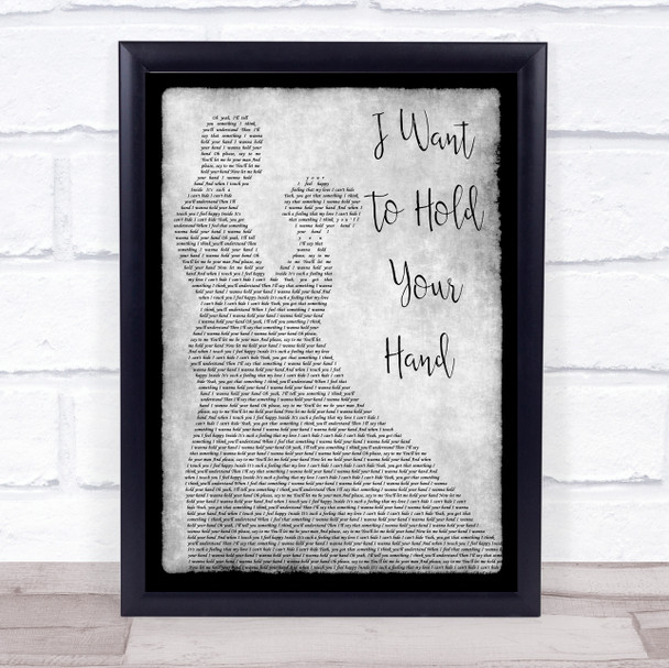 The Beatles I Want To Hold Your Hand Grey Man Lady Dancing Song Lyric Wall Art Print