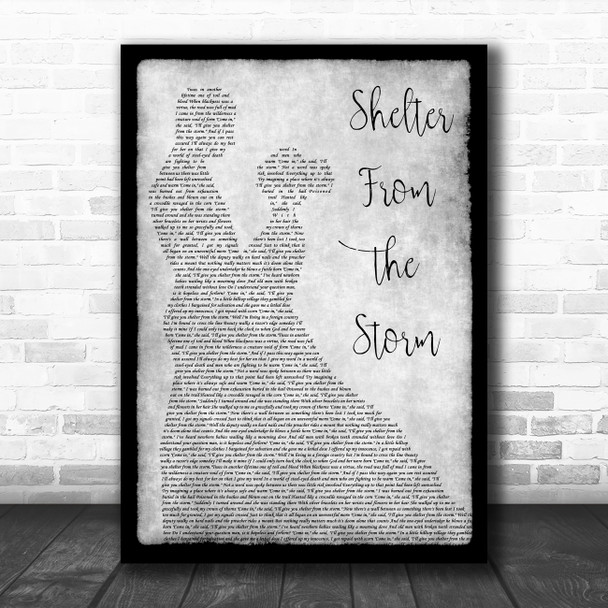 Bob Dylan Shelter From the Storm Grey Man Lady Dancing Song Lyric Wall Art Print