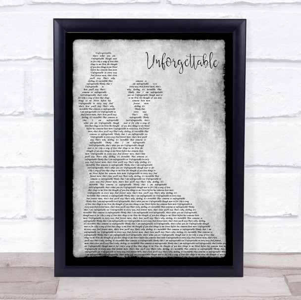 Nat King Cole Unforgettable Grey Man Lady Dancing Song Lyric Wall Art Print