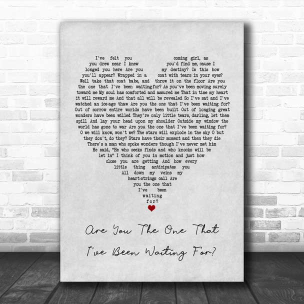 Nick Cave & The Bad Seeds Are You The One That I've Been Waiting For Grey Heart Song Lyric Wall Art Print