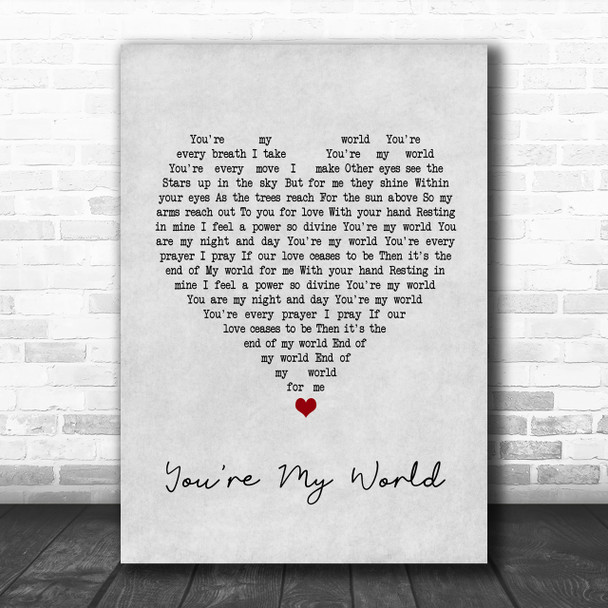 Cilla Black You're My World Grey Heart Song Lyric Music Wall Art Print Cilla Black You're My World Grey Heart Song Lyric Music Wall Art Print