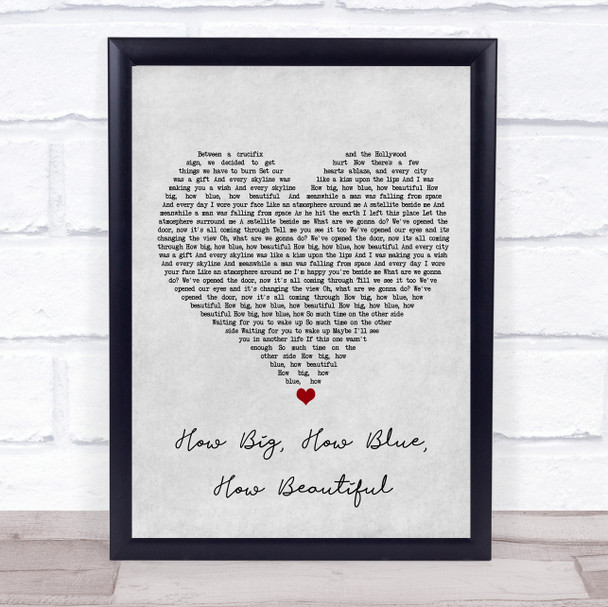 Florence + The Machine How Big, How Blue, How Beautiful Grey Heart Song Lyric Wall Art Print