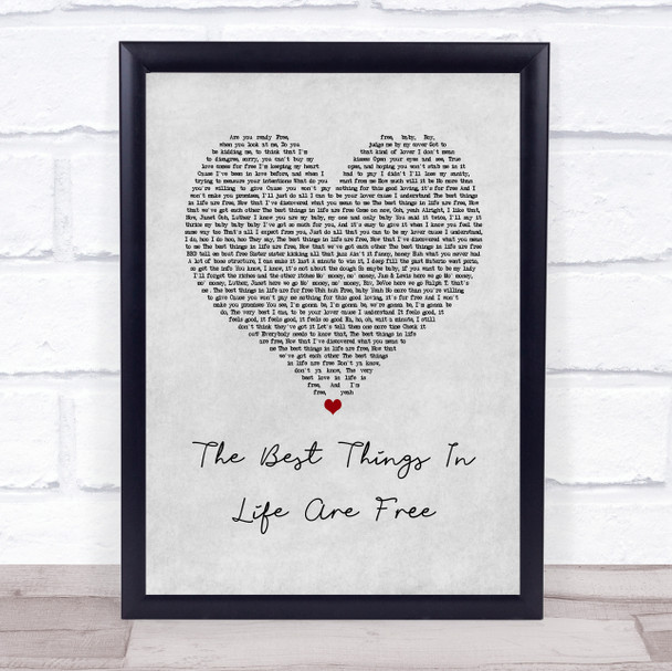 Janet Jackson The Best Things In Life Are Free Grey Heart Song Lyric Wall Art Print