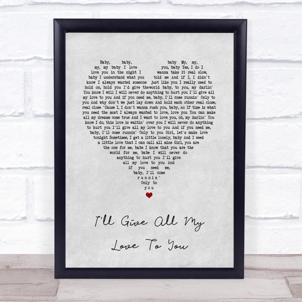 Keith Sweat I'll Give All My Love To You Grey Heart Song Lyric Wall Art Print