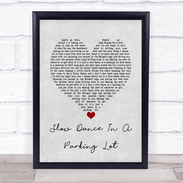 Jordan Davis Slow Dance In A Parking Lot Grey Heart Song Lyric Wall Art Print