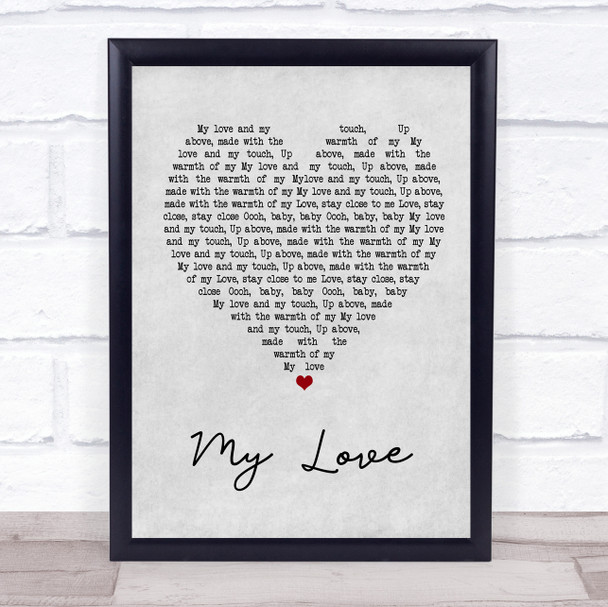 Route 94 feat. Jess Glynne My Love Grey Heart Song Lyric Music Wall Art Print