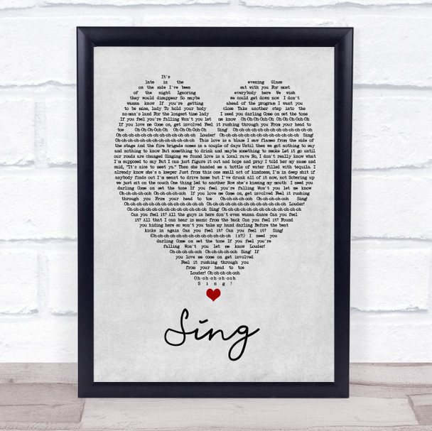 Sing Ed Sheeran Grey Heart Song Lyric Music Wall Art Print