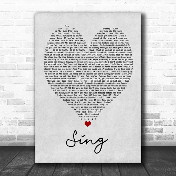 Sing Ed Sheeran Grey Heart Song Lyric Music Wall Art Print