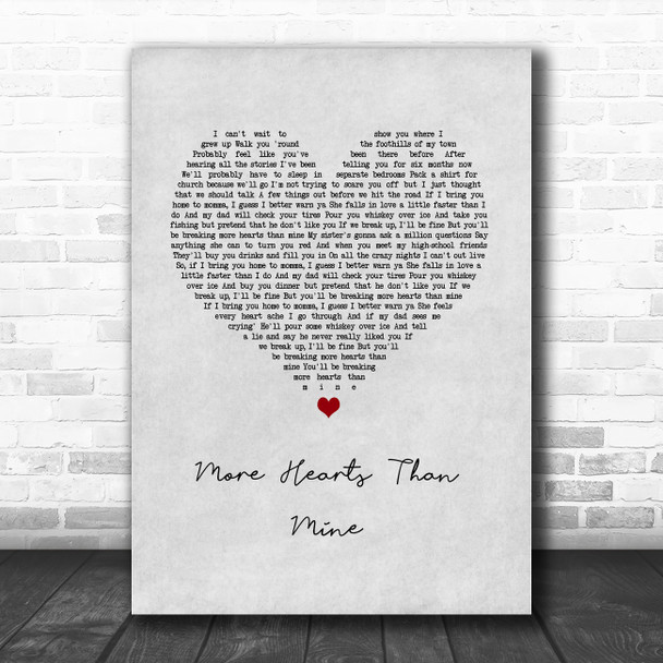 Ingrid Andress More Hearts Than Mine Grey Heart Song Lyric Wall Art Print