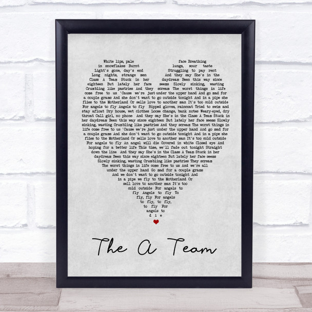 The A Team Ed Sheeran Grey Heart Song Lyric Music Wall Art Print