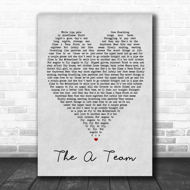 The A Team Ed Sheeran Grey Heart Song Lyric Music Wall Art Print