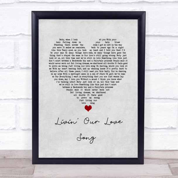 Jason Michael Carroll Livin' Our Love Song Grey Heart Song Lyric Wall Art Print