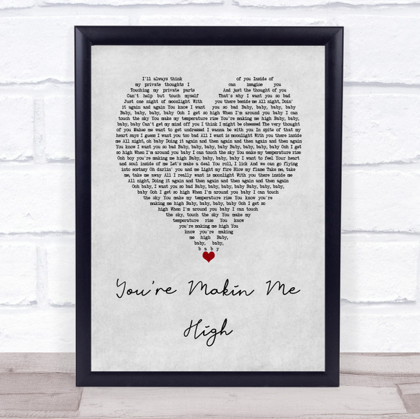 Toni Braxton You're Makin Me High Grey Heart Song Lyric Wall Art Print