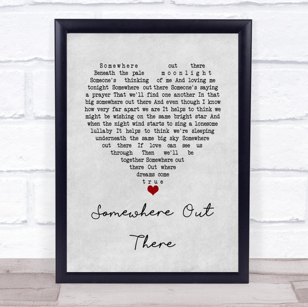 James Ingram Somewhere Out There Grey Heart Song Lyric Wall Art Print