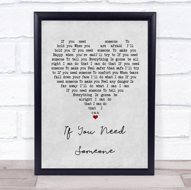 The Field Mice If You Need Someone Grey Heart Song Lyric Wall Art Print