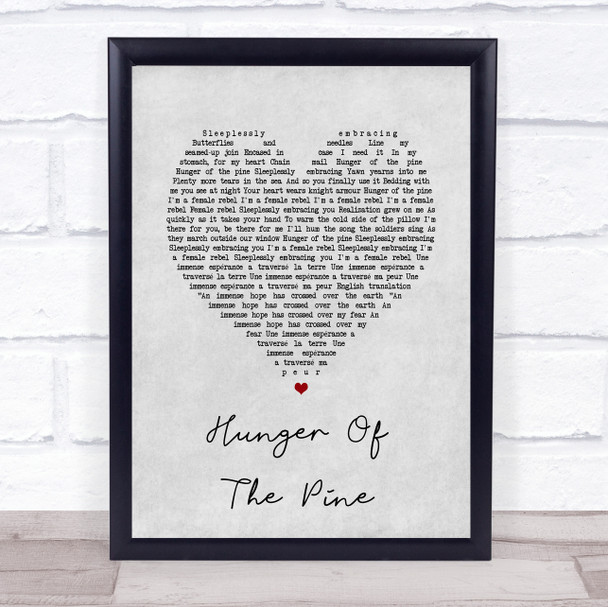 alt-J Hunger Of The Pine Grey Heart Song Lyric Wall Art Print