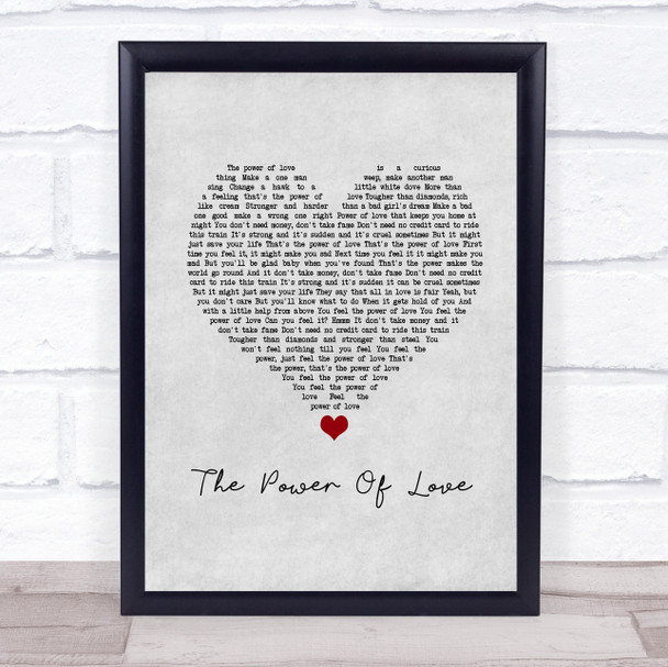 Huey Lewis & The News The Power Of Love Grey Heart Song Lyric Wall Art Print