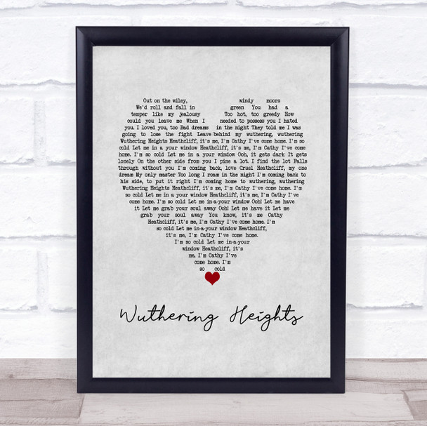 Kate Bush Wuthering Heights Grey Heart Song Lyric Wall Art Print