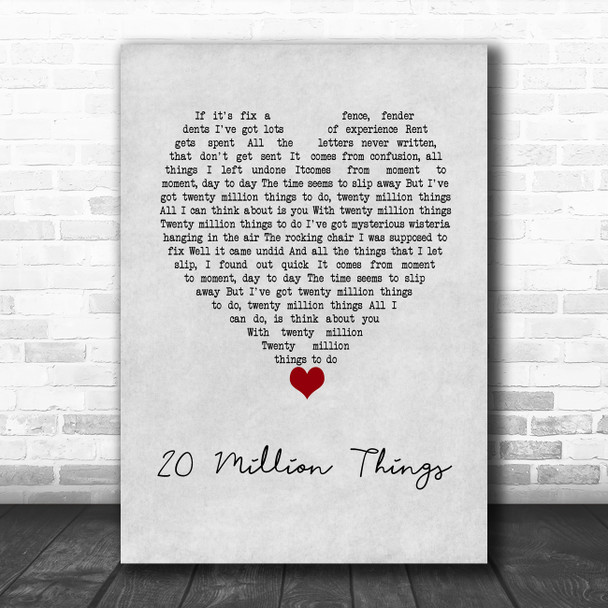 Lowell George 20 Million Things Grey Heart Song Lyric Wall Art Print