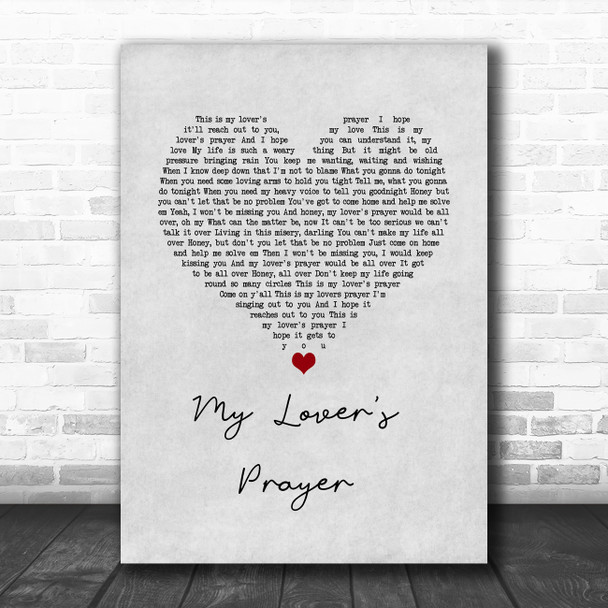 Otis Redding My Lover's Prayer Grey Heart Song Lyric Wall Art Print