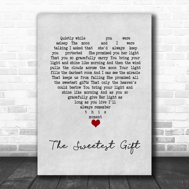 Sade The Sweetest Gift Grey Heart Song Lyric Wall Art Print