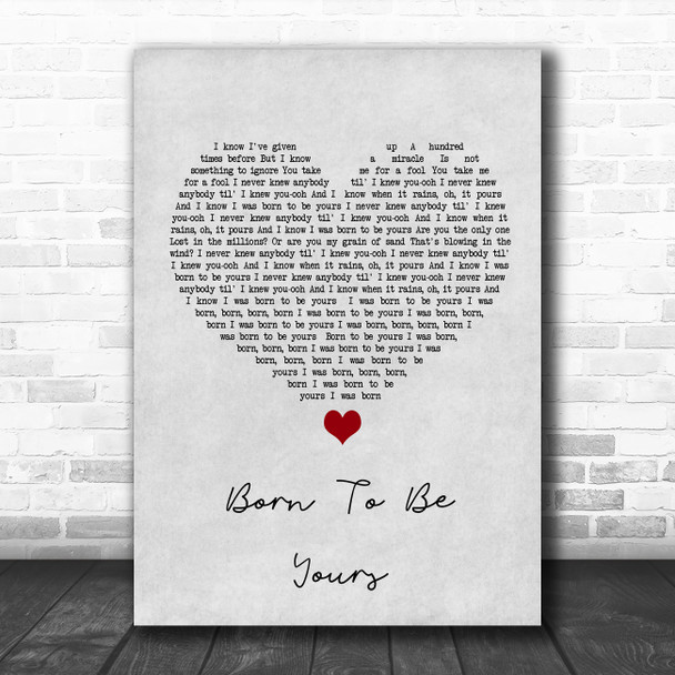 Kygo & Imagine Dragons Born To Be Yours Grey Heart Song Lyric Wall Art Print