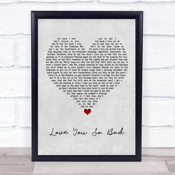 Ezra Furman Love You So Bad Grey Heart Song Lyric Wall Art Print