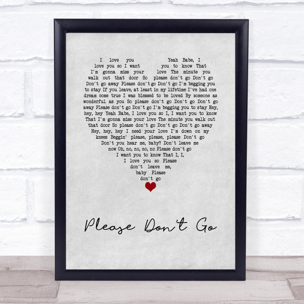 KC And The Sunshine Band Please Don't Go Grey Heart Song Lyric Wall Art Print
