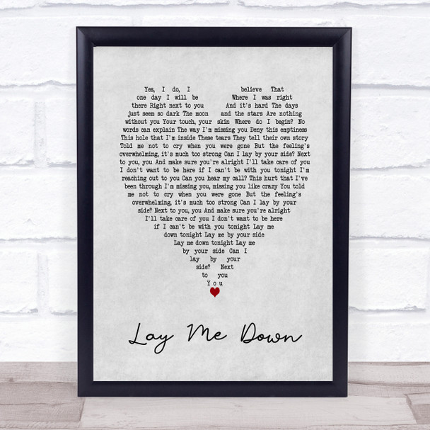 Lay Me Down Sam Smith Grey Heart Song Lyric Music Wall Art Print