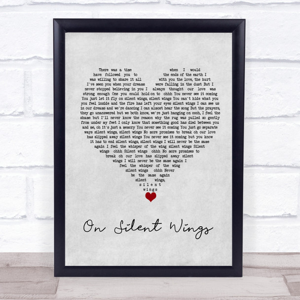 Tina Turner On Silent Wings Grey Heart Song Lyric Wall Art Print